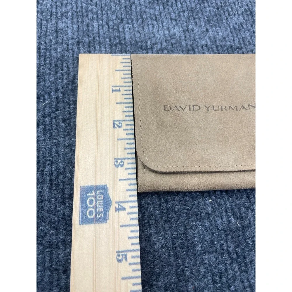 David Yurman Tan Faux Suede Jewelry Pouch Snap Closure Travel Case 3.5in Square